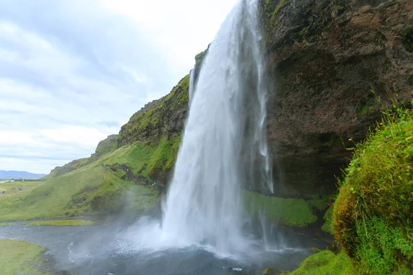 Seljalandsfoss Spada Sezonie Letnim Islandia Krajobraz Islandii — Zdjęcie stockowe