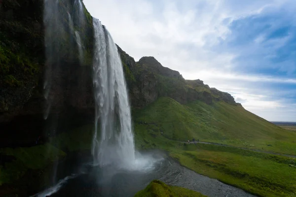 Seljalandsfoss Esik Nyári Szezonban Kilátás Izland Izlandi Táj — Stock Fotó