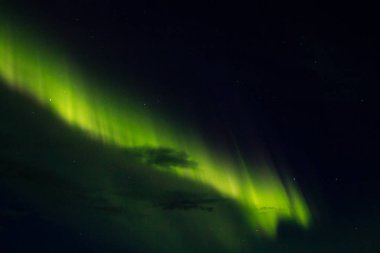 Kuzey ışıkları İzlanda 'nın detaylı görüntüsü. Aurora Borealis. Yeşil aurora