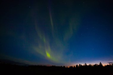 Kuzey ışıkları İzlanda 'nın detaylı görüntüsü. Aurora Borealis. Yeşil aurora