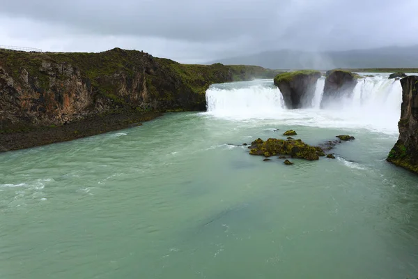 Godafoss Esik Nyári Szezon Kilátás Izland Izlandi Táj — Stock Fotó