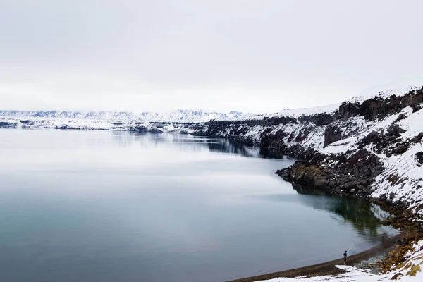 Oskjuvatn Lake Askja Island Centrální Vysočina Islandu Sopečný Pohled — Stock fotografie