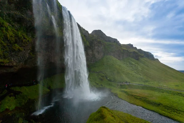 Seljalandsfoss Yaz Sezonunda Zlanda Düşer Zlanda Manzarası — Stok fotoğraf