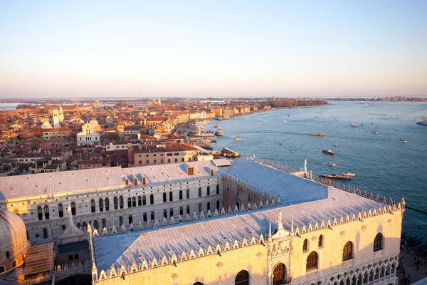 Vista Aérea Venecia Amanecer Italia Vista Palacio Ducal Monumento Italiano — Foto de Stock