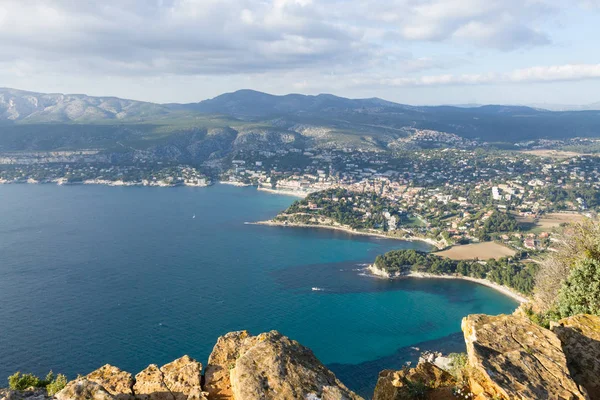 Vista Cassis Desde Cabo Canaille Francia Hermoso Paisaje Francés — Foto de Stock