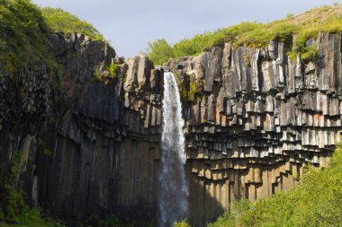 Yaz sezonu görünümünde, İzlanda Svartifoss düşüyor