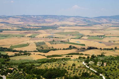 Tuscany hills panorama yaz görünümü, İtalyan peyzaj