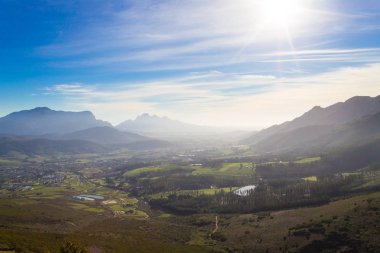 Franschhoek, Güney Afrika panorama manzara bağ