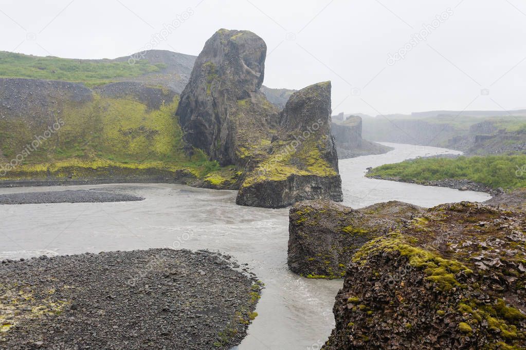 Jokulsargljufur National Park on a raining day, Iceland
