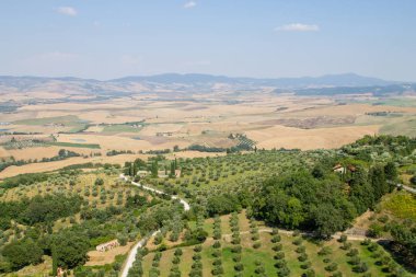 Tuscany hills panorama yaz görünümü, İtalyan peyzaj