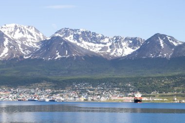 Ushuaia cityscape Beagle kanal, Arjantin manzara