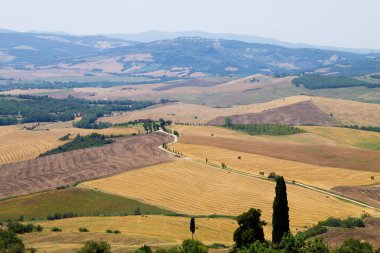 Tuscany hills panorama yaz görünümü, İtalyan peyzaj
