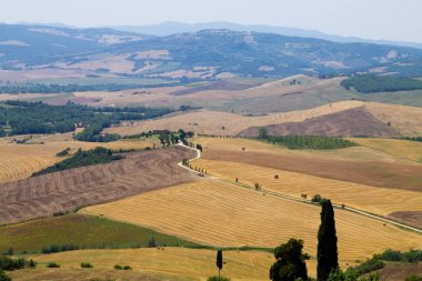 Tuscany hills panorama yaz görünümü, İtalyan peyzaj