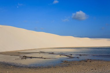 Beyaz kum tepeleri panorama Lencois Maranhenses Milli Parkı '