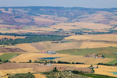 Tuscany hills panorama yaz görünümü, İtalyan peyzaj