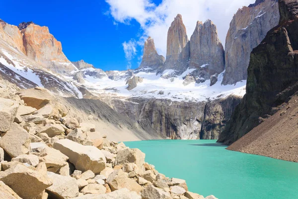 Vista de Torres del Paine, Mirador Base Las Torres, Chile — Foto de Stock