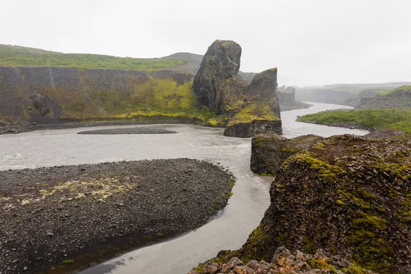 Jokulsargljufur Nemzeti Park egy eső nap, Izland — Stock Fotó