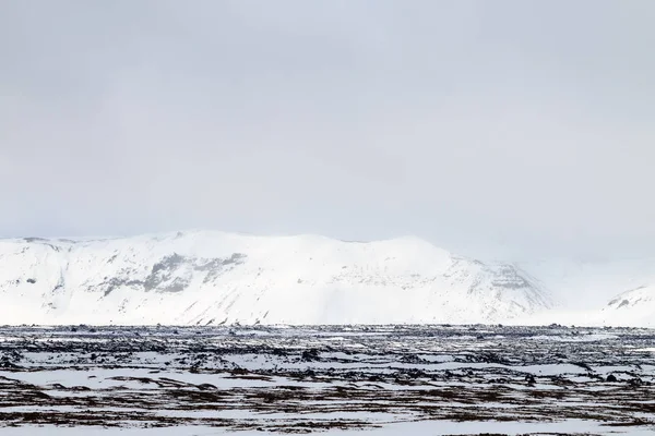 Paisagem com neve, Askja caldera area, Islândia — Fotografia de Stock