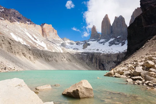 Torres del paine view, base las torres viewpoint, chili — Stockfoto