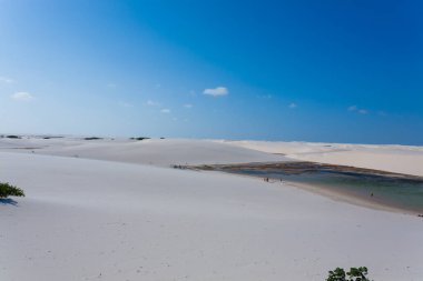Beyaz kum tepeleri panorama Lencois Maranhenses Milli Parkı '