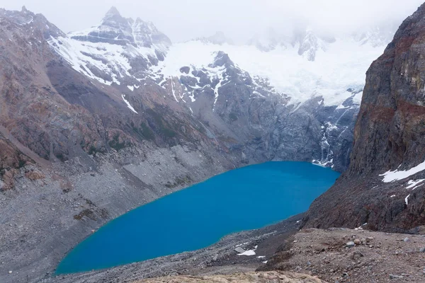 Вид Лагуну Сусиа Облачный День Гора Фитц Рой Патагония Аргентина — стоковое фото