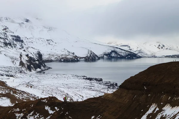 冰岛阿斯卡亚的Oskjuvatn湖 冰岛中央高地地标 火山观点 — 图库照片