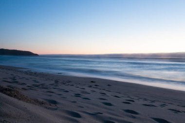 Galiçya plaj manzarası, Galiçya, İspanya. Rostro plajı yap. İspanyol manzarası
