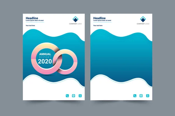 Ежегодный Отчет 2020 Года Дизайн Листовок Бизнеса Векторное Искусство — стоковый вектор