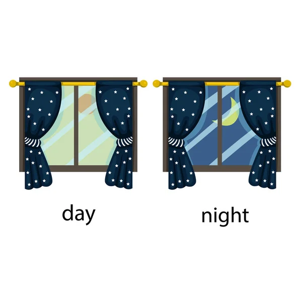 Illustrateur Jour Nuit Opposés — Image vectorielle