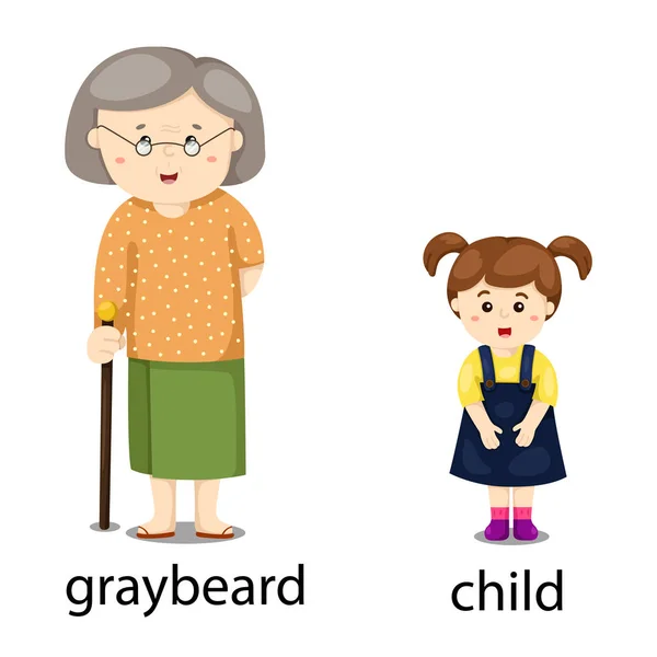 对面的 Graybeard 和孩子的插画 — 图库矢量图片