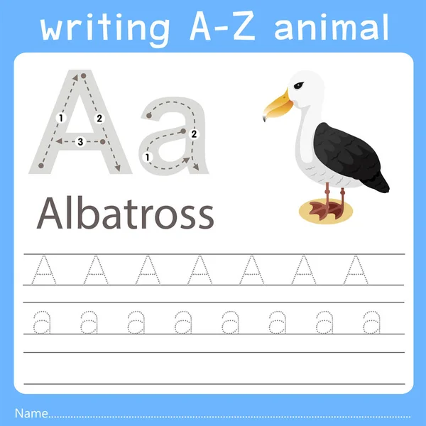 Illustratore Scrittura Animale Albatro Illustrazione Stock