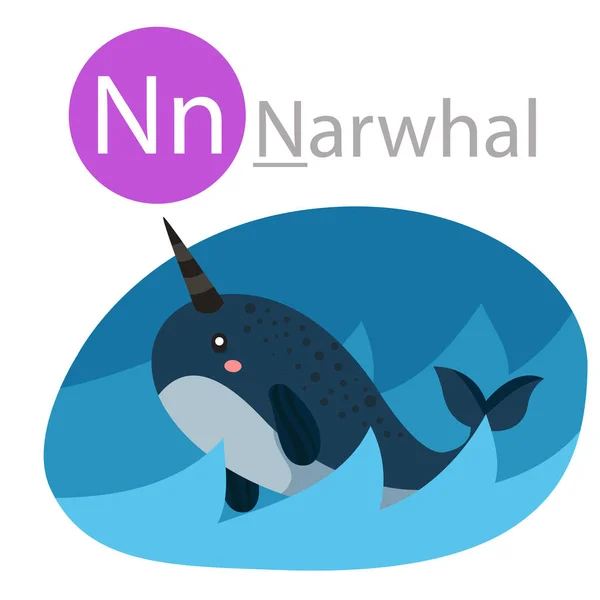 Illustrator Pro Narwhalské Zvíře — Stockový vektor