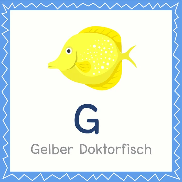 Illustrator Gelber Doktorfisch Animal — Stock Vector