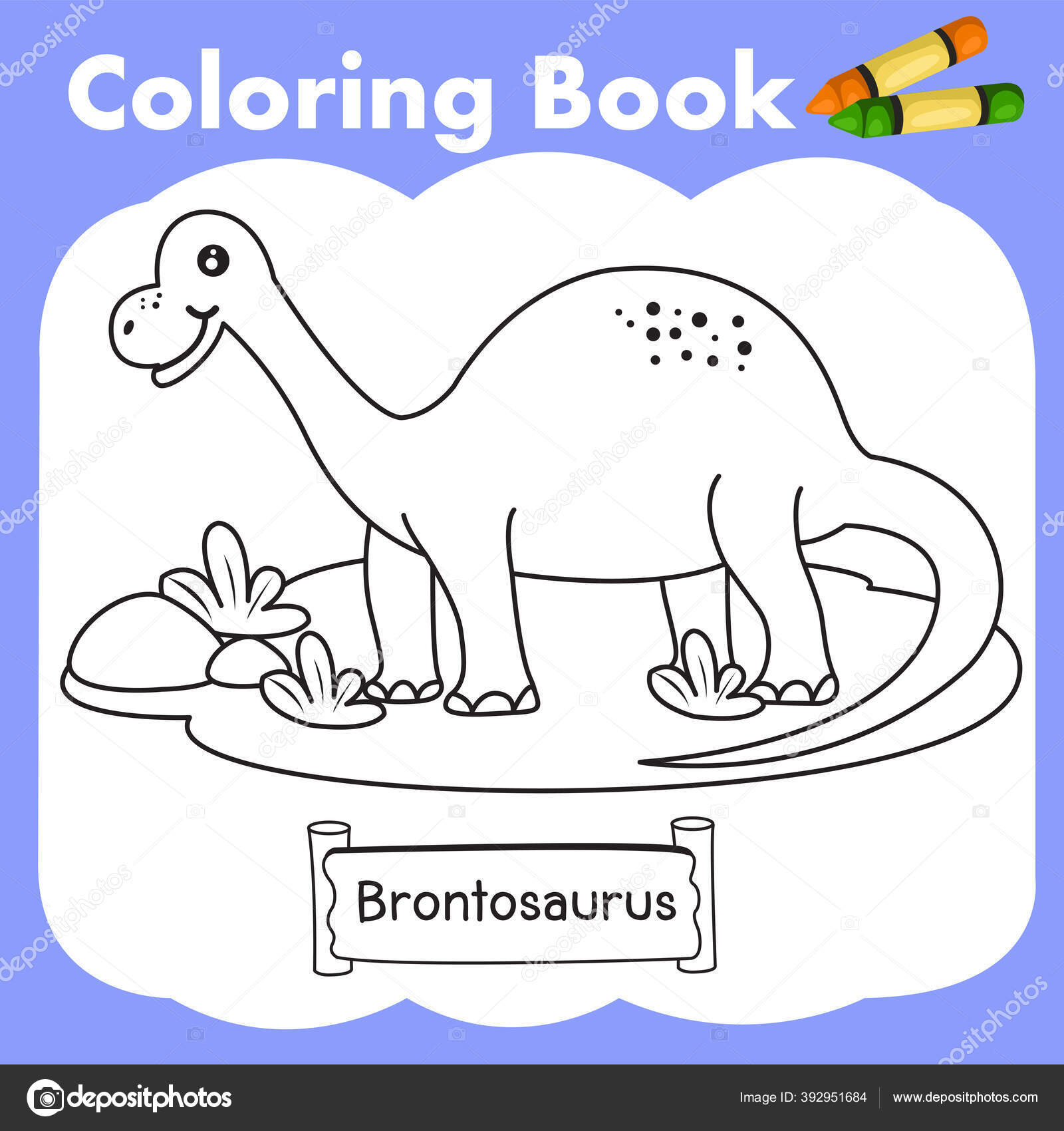 Download Illustrator Coloring Book Dinosaur Brontosaurus Vector Image By C Chingowinn Vector Stock 392951684