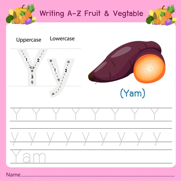 Ilustrador Escrever Fruit Vagetable — Vetor de Stock