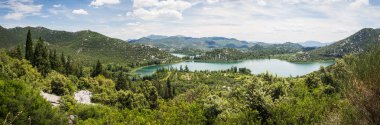 Panorama of beautiful Bacina lakes - favourite summer holiday destination in Dalmatia, Croatia clipart