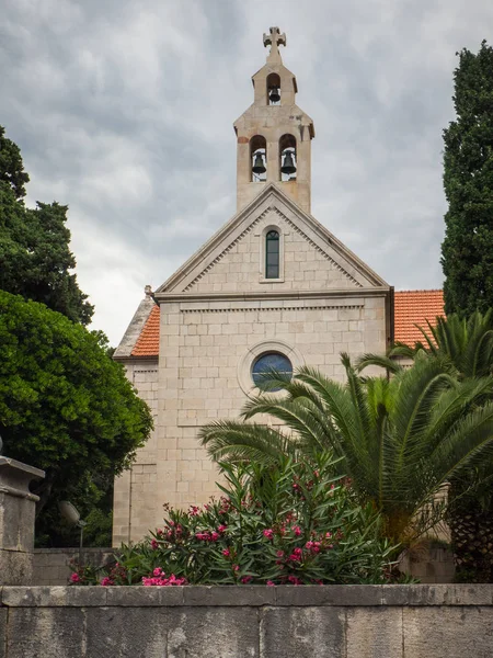 Stary Kościół Wykonane Kamienia Sucuraj Wyspa Hvar Chorwacja Pochmurny Dzień — Zdjęcie stockowe
