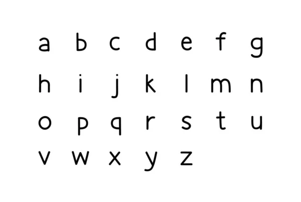 英文手绘字母表的矢量图解 一套小信件 在白色背景上孤立的薄字体集 用于网页和印刷品设计的字母图解 — 图库矢量图片