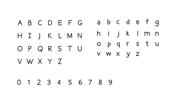Vector Illustration English Hand Drawn Alphabet Set Big Small Letters — Stock Vector