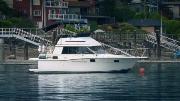 Yate Amarrado Bahía — Vídeo de stock