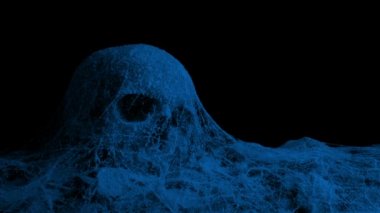 Örümcek ağları karanlıkta altında geçen eski kafatası