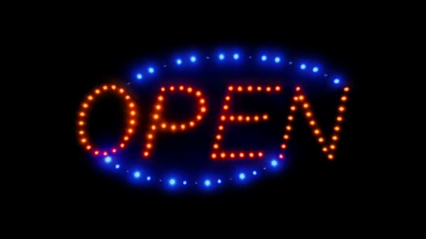 Přibližte Otevřené Neonový Nápis — Stock video