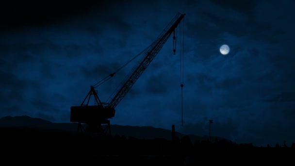 Geceleri Endüstriyel Vinç — Stok video