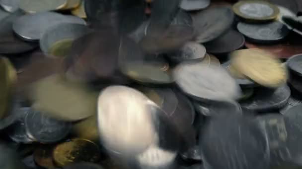 Old Coins Pour Pile — Stock Video