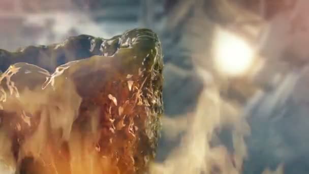 Alien Huevo Saco Fuego Humo — Vídeos de Stock