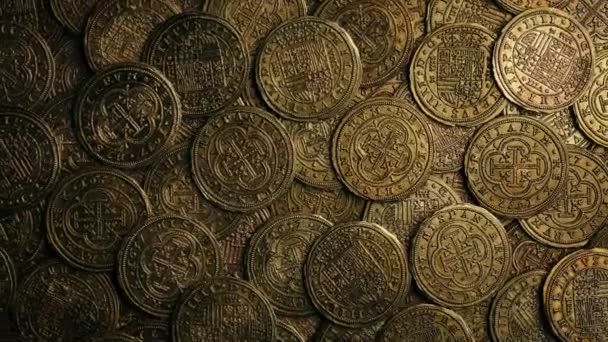 Накладная Часть Античных Монет Вращающаяся — стоковое видео