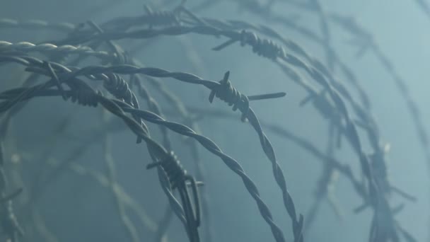 Barbed Wire Clouds Smoke Closeup — Stock Video