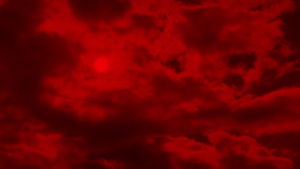 終末論的な赤い空太陽の後ろの雲 — ストック動画