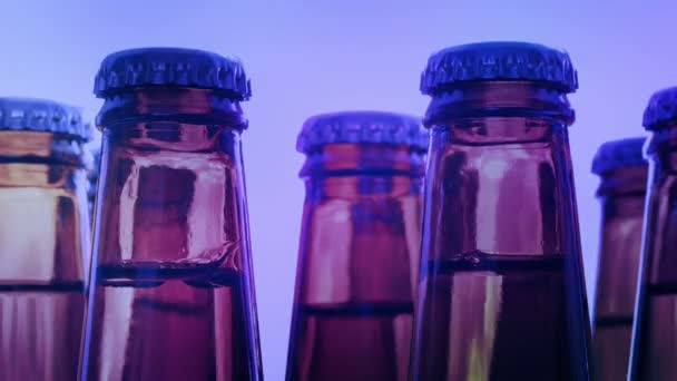 Botellas Cerveza Girando Club — Vídeo de stock