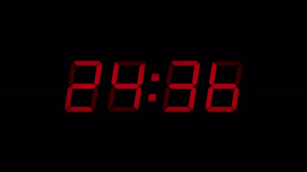 Tweede Digitale Countdown Display Rood — Stockvideo